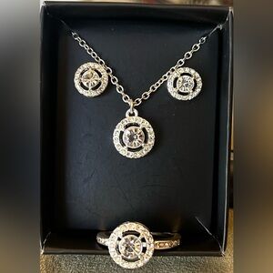 Avon (NEW)  16 1/2+3” necklace, earrings, Sz10 ring jewelry set